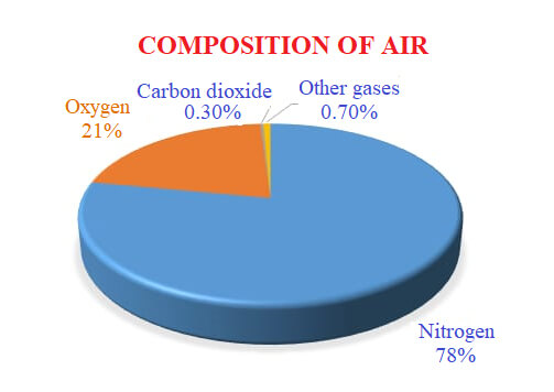 gráfico circular de composición del aire
