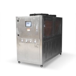 Caixa de aço inoxidável 20A resfriador de água refrigerado a ar frontal lado direito Resfriador de resistência à corrosão refrigerado a ar