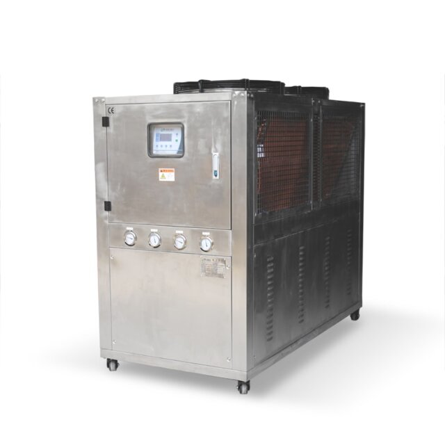 20A stainless steel box air cooled water chiller front right side Air-cooled Corrosion Resistance Chiller