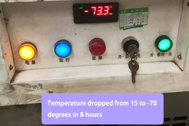 temperature drops from 15 to -70 in 8 hours